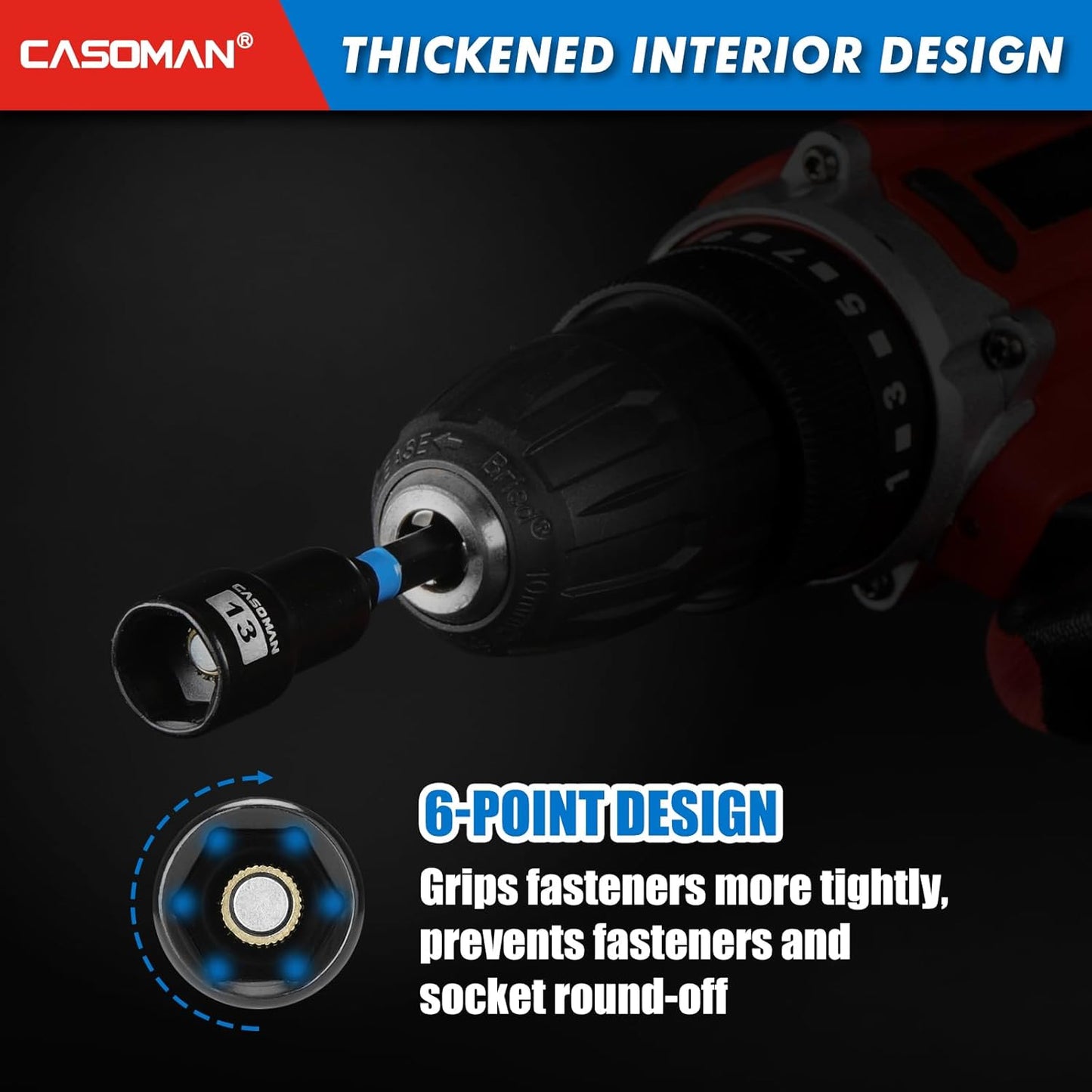 55-Piece Magnetic Nut Driver Set for Impact Drill, Deep & Shallow, Metric & SAE, Includes Screwdriver Bits, Bit Extension Bar, Socket Adapters & Wing Nut Driver