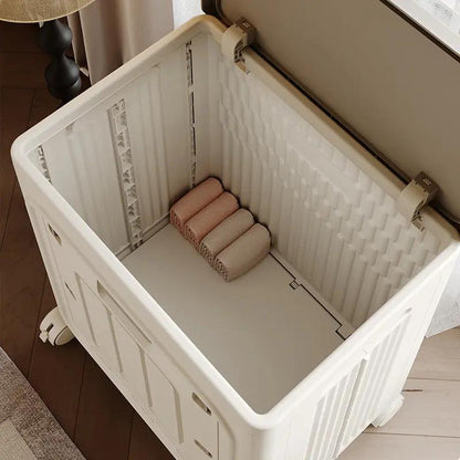 Rolling Laundry Hamper with Lid, 150L Large Capacity Plastic Collapsible Laundry Basket with Wheels, Sturdy Portable Storage Organizer Box for Bedroom Bathroom