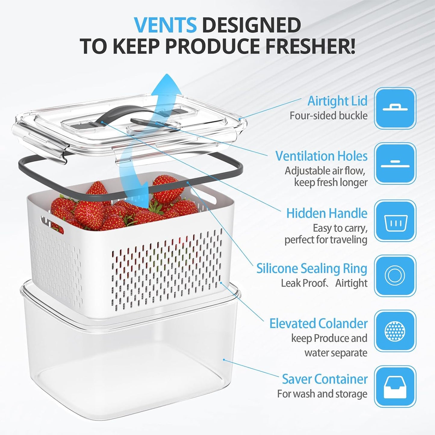 8/10/12 Pcs Large Fruit Containers for Fridge
