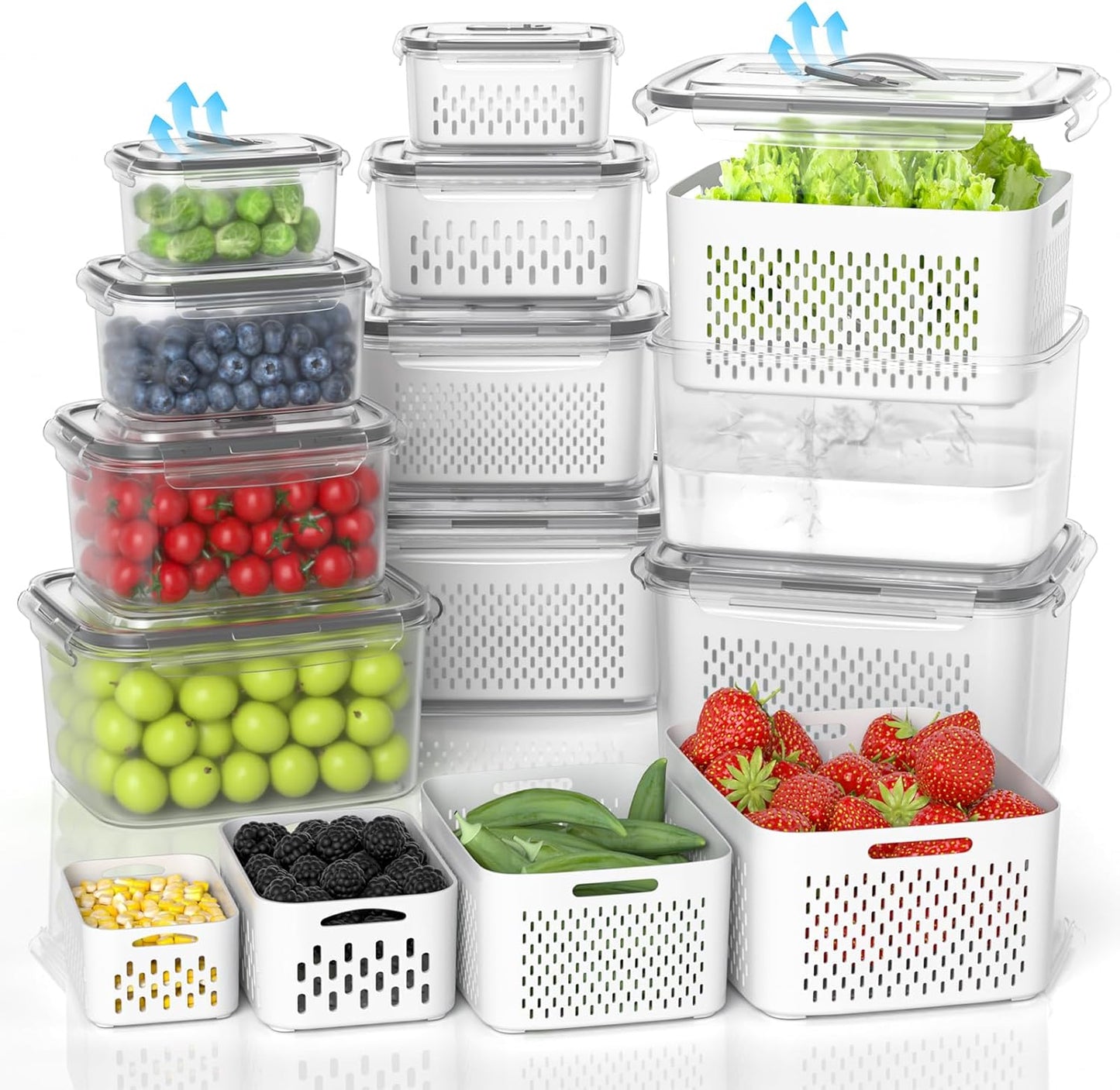 8/10/12 Pcs Large Fruit Containers for Fridge