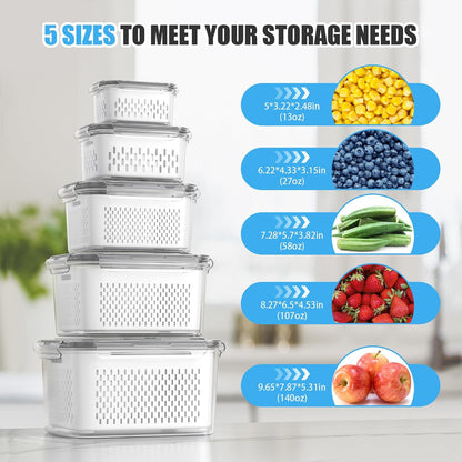 8/10/12 Pcs Large Fruit Containers for Fridge