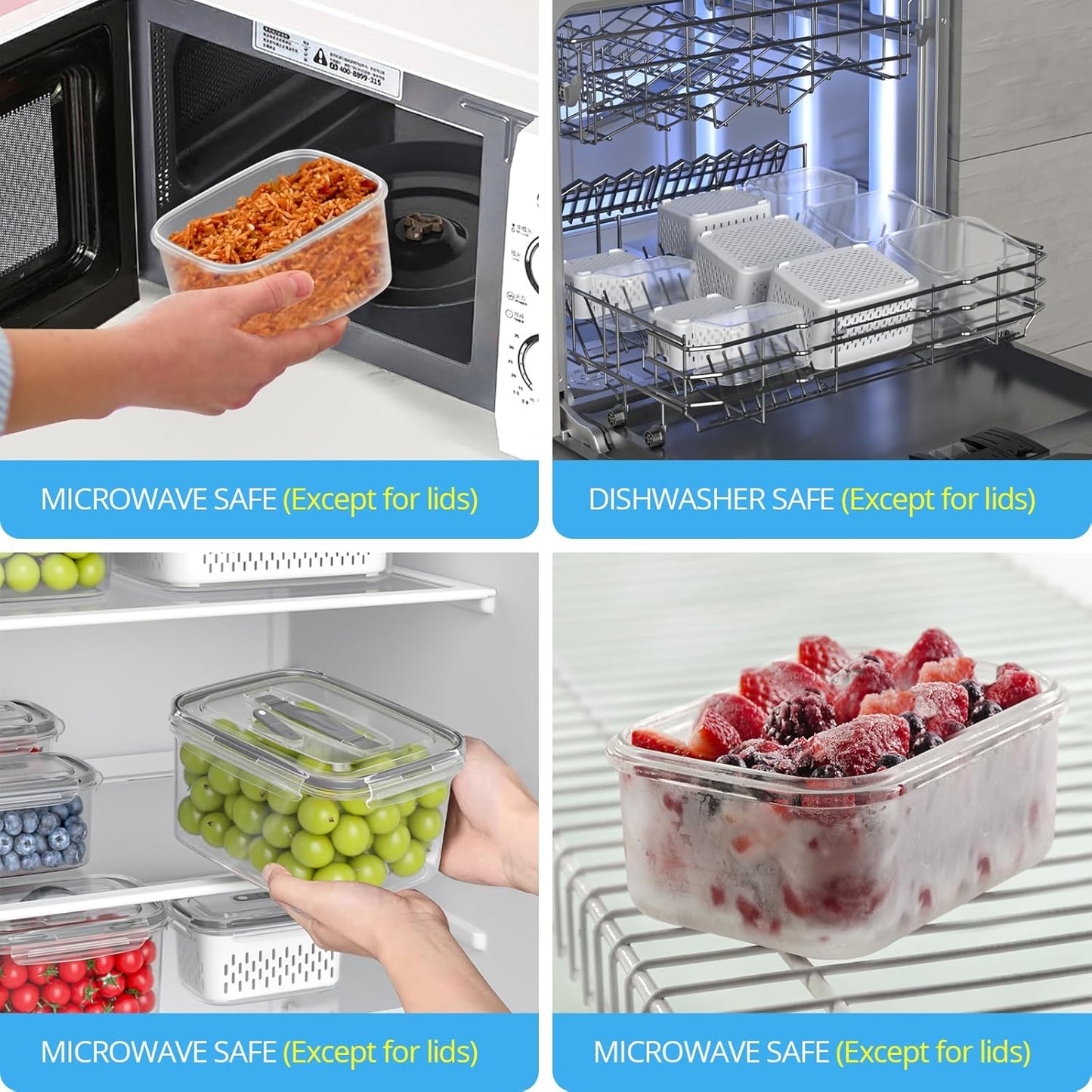 8/10/12 Pcs Large Fruit Containers for Fridge