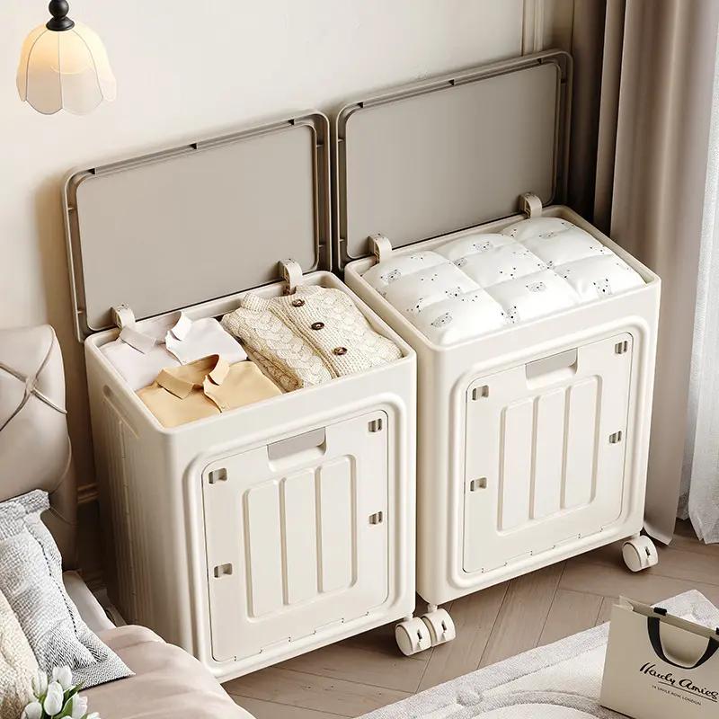 Rolling Laundry Hamper with Lid, 150L Large Capacity Plastic Collapsible Laundry Basket with Wheels, Sturdy Portable Storage Organizer Box for Bedroom Bathroom