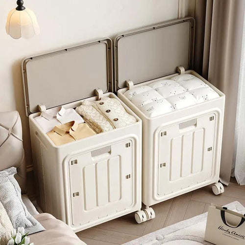 Rolling Laundry Hamper with Lid, 150L Large Capacity Plastic Collapsible Laundry Basket with Wheels, Sturdy Portable Storage Organizer Box for Bedroom Bathroom